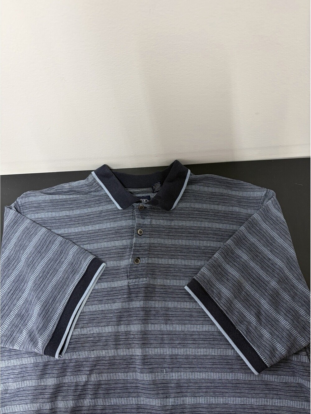 Golf Shirt with Pocket Gray & Blue Stripes By GEORGE Men's Size 2XL